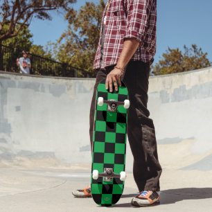 Skateboard Black and Grönt Checker HAMbWG