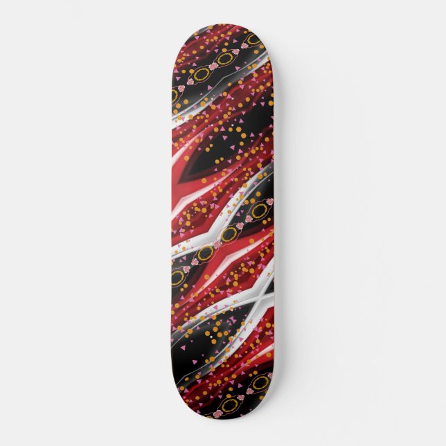 Skateboard Black Fiery Red & White Abstrakt (Framsida)