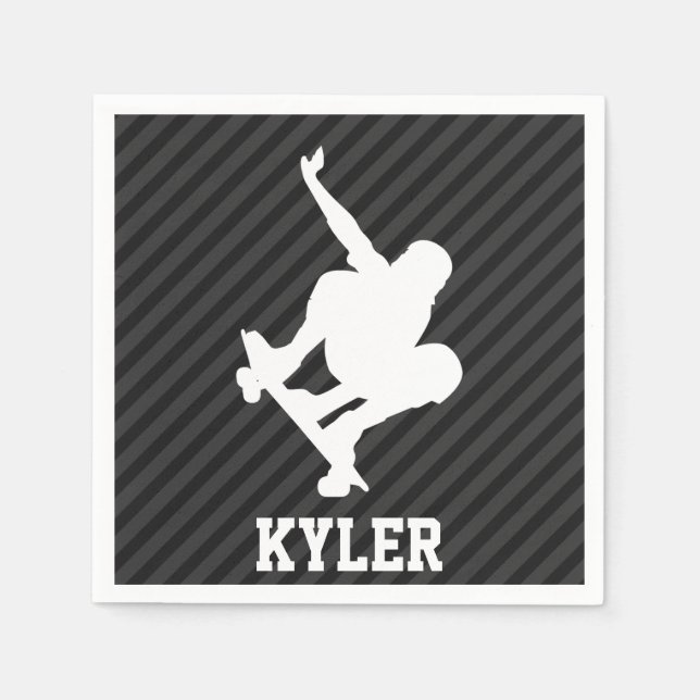 Skateboard; Black & Mörk Grått Rand Pappersservett (Framsidan)