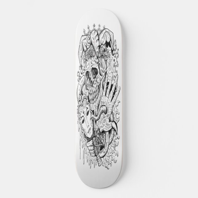 Skateboard Bläck Skeleton Court Jester (Framsida)