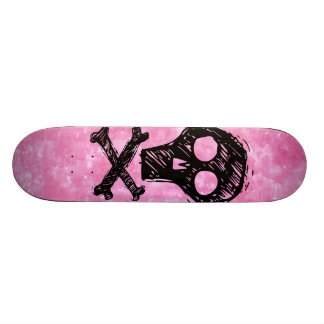 Skateboard Black Skull Rosa himlar