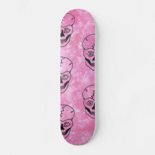 Skateboard Black Skull Rosa himlar