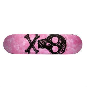 Skateboard Black Skull Rosa himlar Bräda 20 Cm