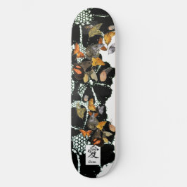 SKATEBOARD BLACK SNÖRE OCH BUTTERFLIES KANJI KÄRLE