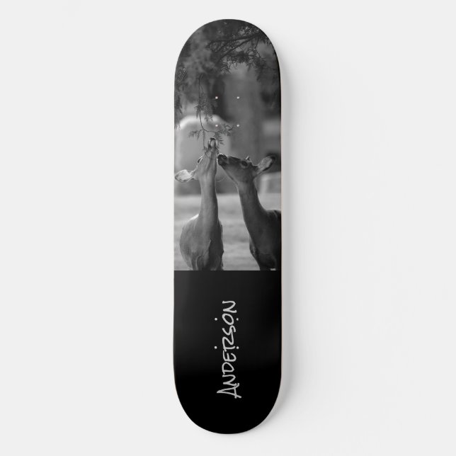 Skateboard Black White Hjort Älskare (Framsida)