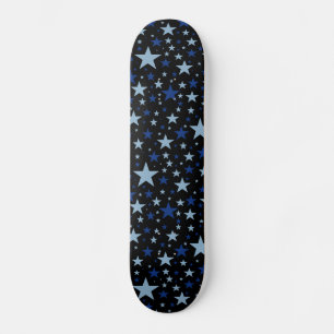 Skateboard Blue Stars, svart bakgrund