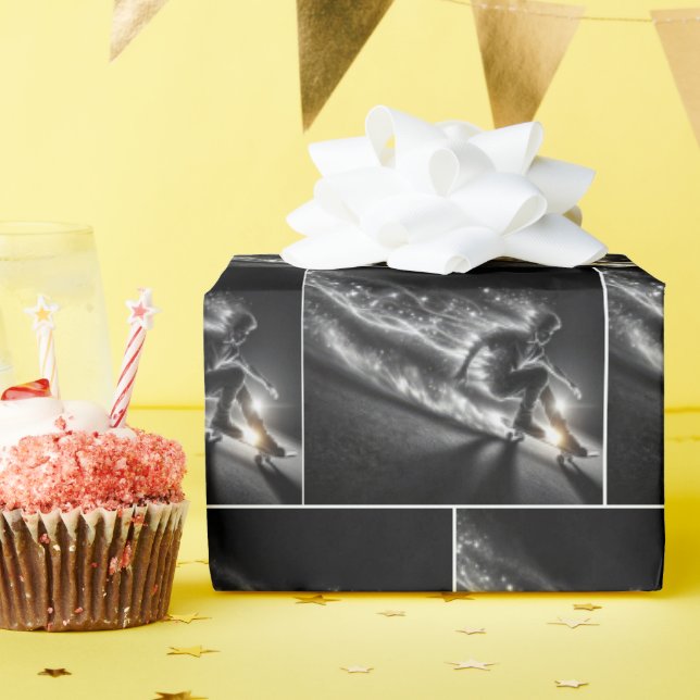 Skateboard Boy with Light Trails Presentpapper (Födelsedagsfest)