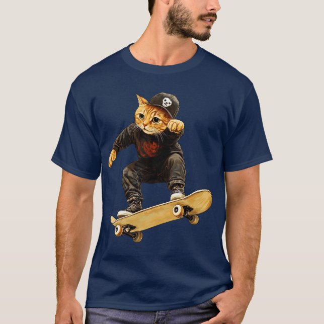 Skateboard cat T-Shirt (Framsida)