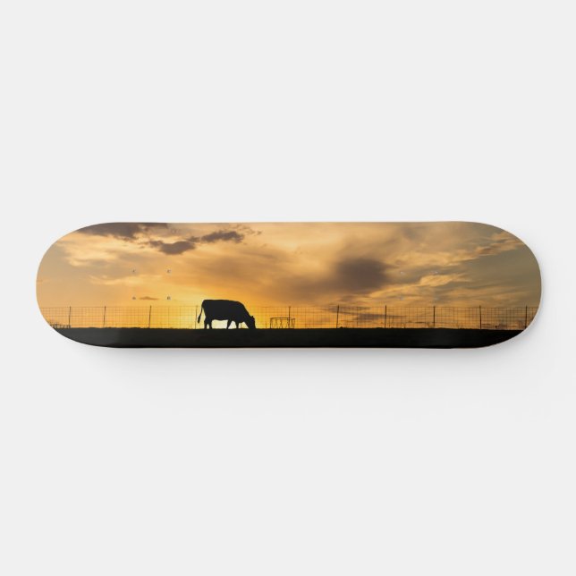 Skateboard Cattle Sunset Silhouette Skateboard (Horz)