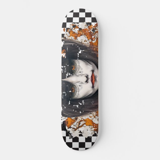 Skateboard Checkated Retro Coola Orange Girl (Framsida)