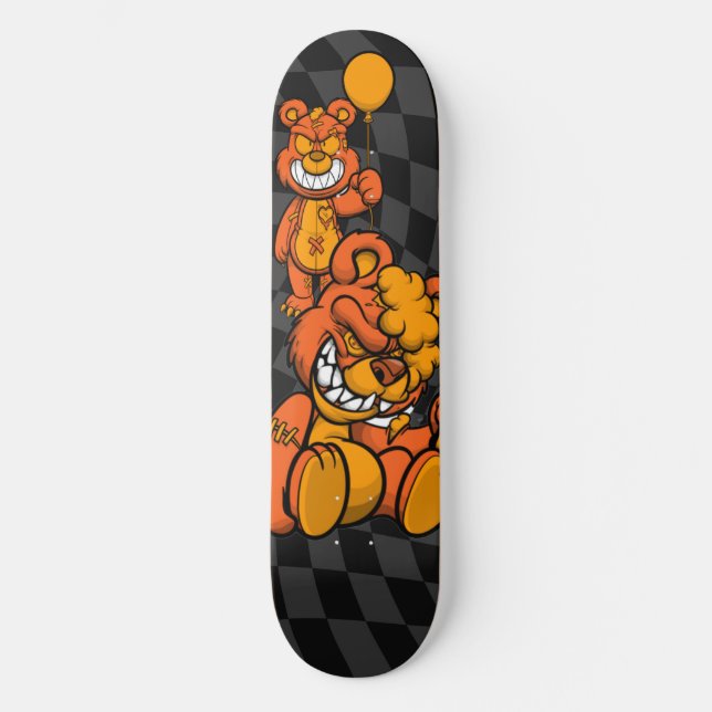 Skateboard Checkerboard Grått Teddies Orange  (Framsida)
