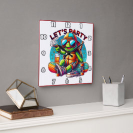 Skateboard chill vibes vid sköldpadda party fyrkantig klocka