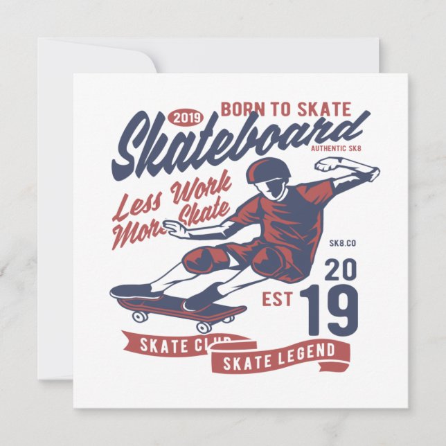 Skateboard Club Born to skate Inbjudningar (Framsida)