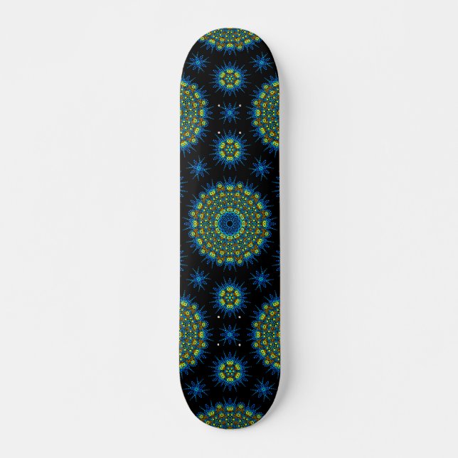 Skateboard coola Aqua & Gult Mandala Mönster (Framsida)