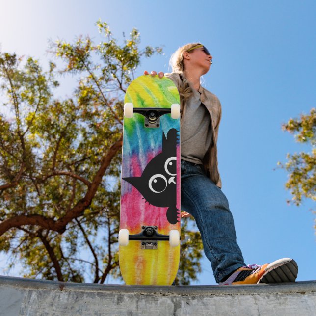Skateboard Cute Black Cat Big ögon (Utomhus 1)
