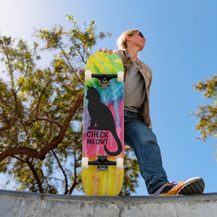 Skateboard Cute Black Check Meowt (kateboard)