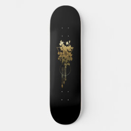 Skateboard Deck ’Geometric Blommigt in Guld’