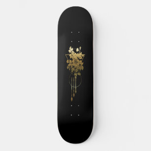 Skateboard Deck ’Geometric Blommigt in Guld’