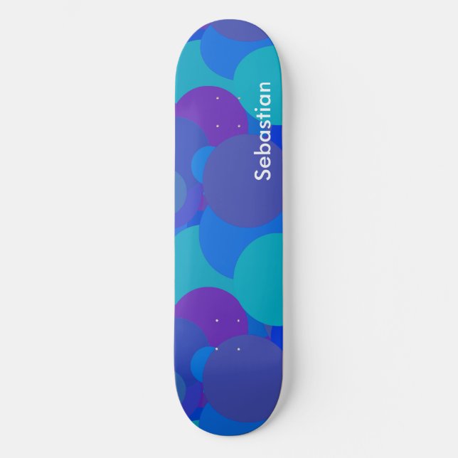 Skateboard-dekan med stora blå skulpor mini skateboard bräda 18,5 cm (Framsida)
