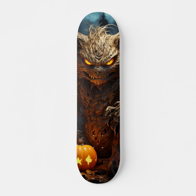 Skateboard Demoníaca criatura gato con calabaza (Framsida)