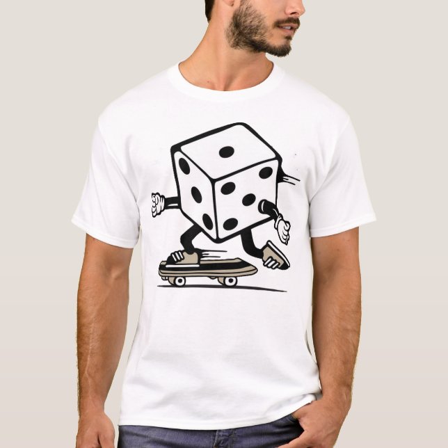 Skateboard Dice skater T Shirt (Framsida)