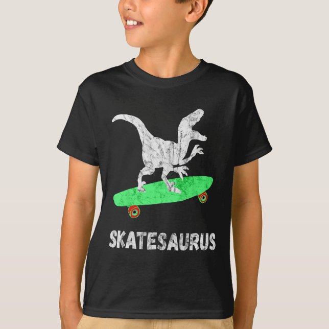 Skateboard Dinosaur Skateboardåkande T-rex Rolig S T Shirt (Framsida)