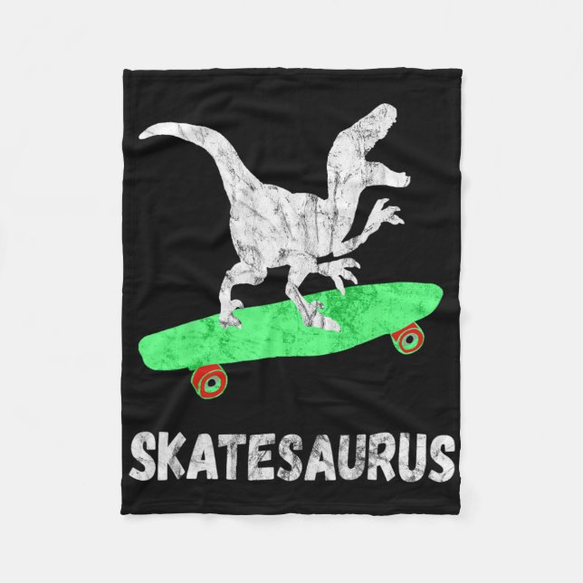 Skateboard Dinosaur Skateboardåkande T-rex Roligt  Fleecefilt (Framsidan)