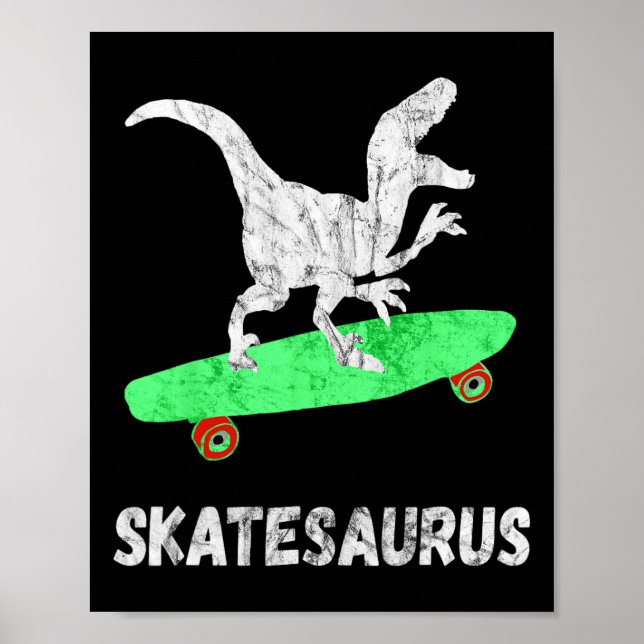 Skateboard Dinosaur Skateboardande T-Rex Roligt Sk Poster (Framsidan)