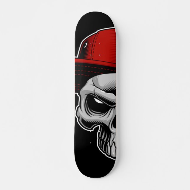 Skateboard - Dödskalle med keps (Framsida)