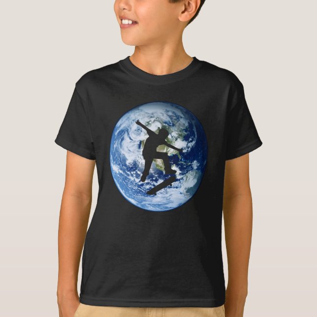 Skateboard Earth Silhouette | Skater T-shirt (Framsida)