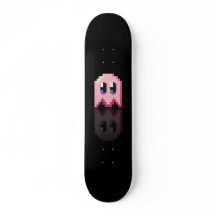 Skateboard fan art Pac-Man fantôme rose noir