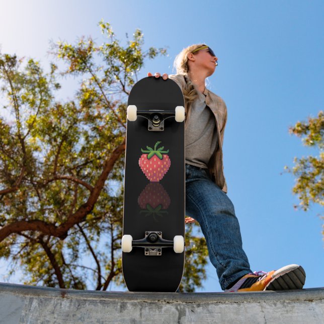 Skateboard fan art Pac-Man pixel fraise noir (Utomhus 1)