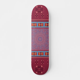 Skateboard Folk Heart Mönster och Blue Snöre