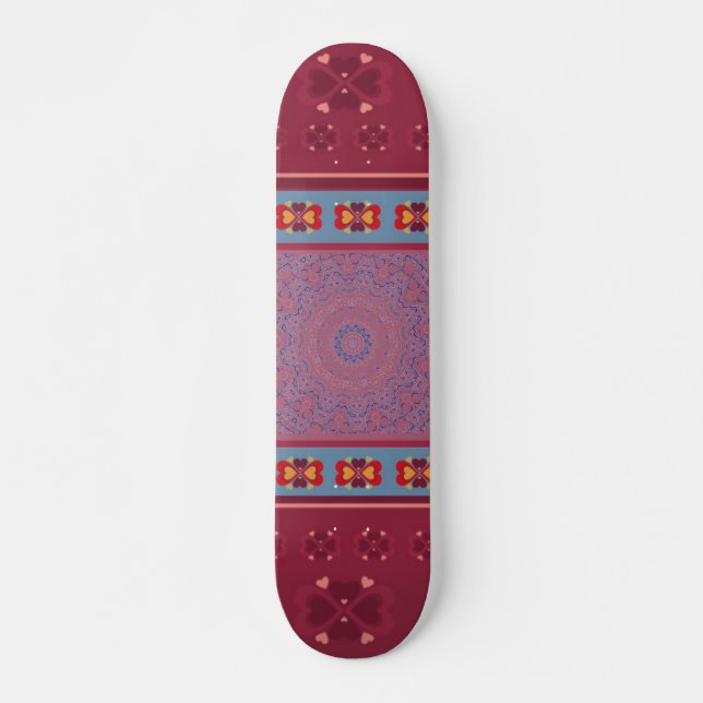 Skateboard Folk Heart Mönster och Blue Snöre (Framsida)