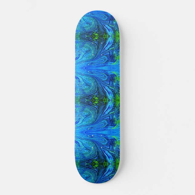 Skateboard för Abstrakt av Earthy Blue Grönt (Framsida)