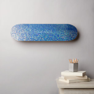Skateboard för anpassat namn för elegant blå Glitt