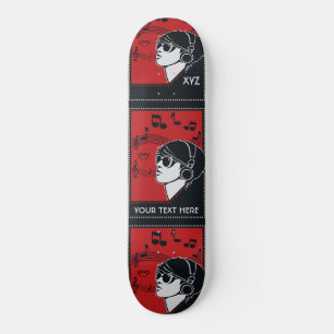 Skateboard för anpassningsbar Text Art Deco Music Bräda 20 Cm