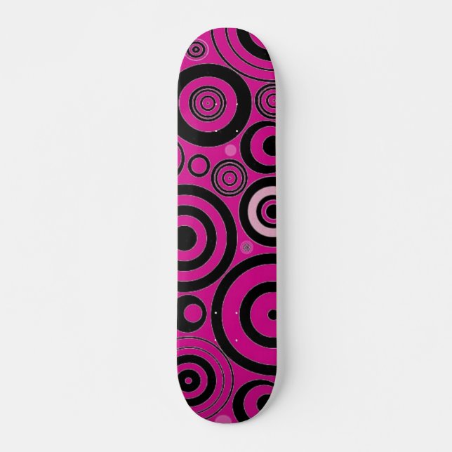 Skateboard för Black & Rosa Circles Bräda 19,5 Cm (Framsida)