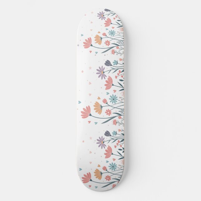 Skateboard för Blommigt av vattenfärg (Framsida)