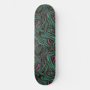 Skateboard för Blommönster av grönt och Rosa