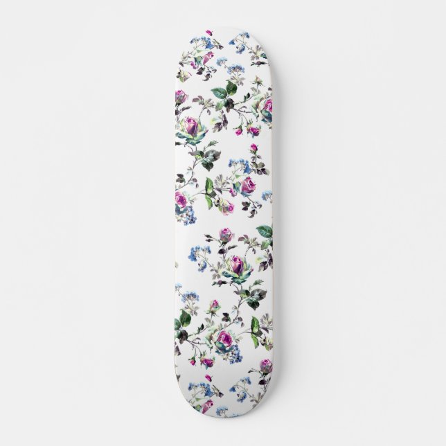Skateboard för Blommönster av rosa och blått Ro Bräda 19,5 Cm (Framsida)