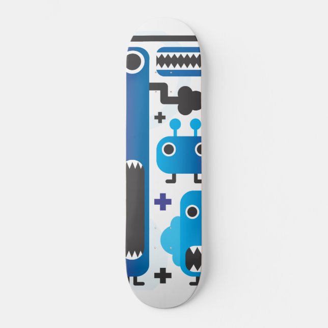 Skateboard för coola med blå monstergrafik (Framsida)