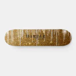 Skateboard för eget namn för gyllene Glitter