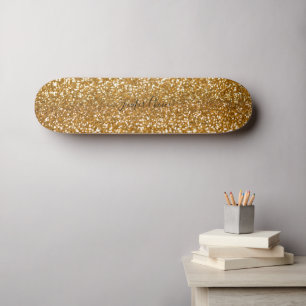 Skateboard för eget namn för gyllene Glitter