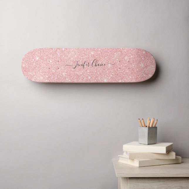 Skateboard för eget namn för rosa Stone Glitter (Väggkonst (Horz))