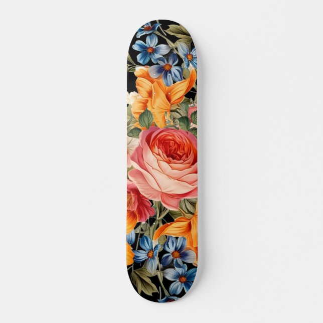Skateboard för färgat Vild Ro Blommönster (Framsida)