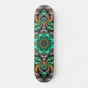 Skateboard för grönt-blommor