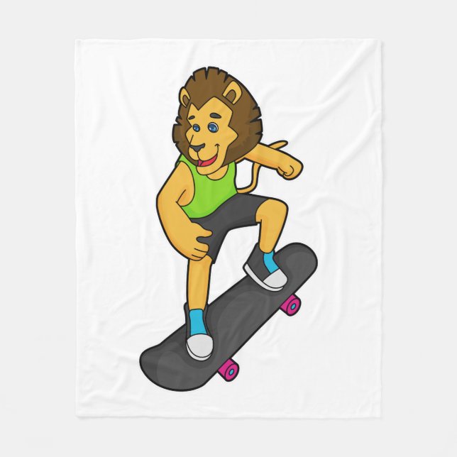 Skateboard för lejon Skater Fleecefilt (Framsidan)