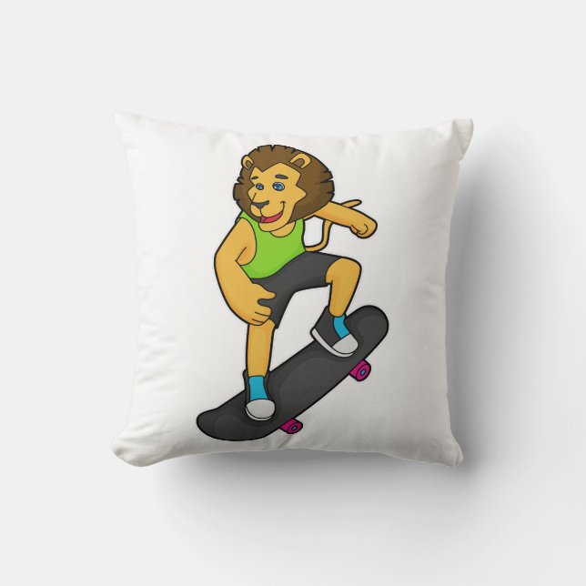 Skateboard för lejon Skater Kudde (Framsida)