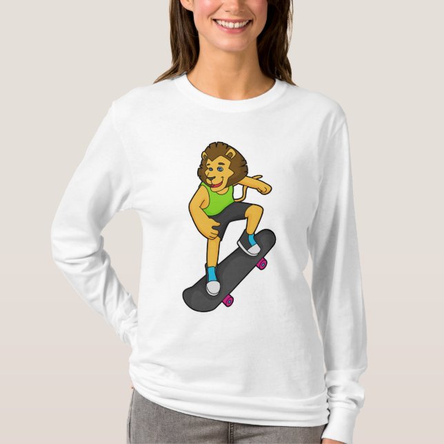 Skateboard för lejon Skater T Shirt (Framsida)